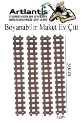 Boyanabilir Ahşap Maket Çit 4 Adet 30x4 cm Dekoratif Minyatür Bahçe Çiti Proje Tasarım Okul Hobi - 1