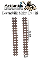 Boyanabilir Ahşap Maket Çit 4 Adet 30x4 cm Dekoratif Minyatür Bahçe Çiti Proje Tasarım Okul Hobi - 5