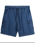 Erkek Büyük Beden 118-156 Kilo Arası İçin Uygun Kargo Cepli Kot Şort Antrasit - 2