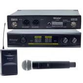UHF/SABİT- ÇİFT KANAL 1 EL + 1 YAKA TELSİZ MİKROFON K-402 (4353) - 1