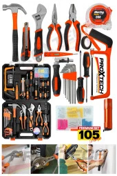 Premium Kalite  105 Parça Chrome Vanadium Özel Alışımlı Çelik Tadilat Seti Profesyonel Hobi Seti thumbnail 1