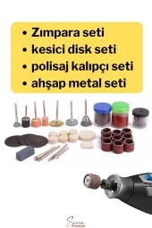 Hobi Gravür Dremel Taşlama Ucu Mini Metal Ahşap Oyma Seti Parlatma Çapak Alma 105 Parça Kalıpçı Set thumbnail 3