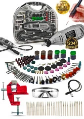 Pro 234PCS 450 Watt 6 Kademe Devirli  Çantalı Dramel Gravür Seti Taşlama, Esnek Şaft Mengene Hediye thumbnail 1