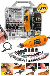 Pro 163 Parça Dramel 6 Devir Ayarlı PVC Çantalı Hobi Gravür Seti Mini Taşlama  Esnek Şaft Hediye thumbnail 1