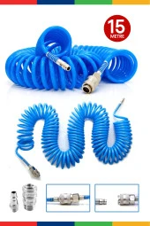 Havalı Üstten Depo 1,3mm  Boya Tabancası, Spiral Hava Hortumu15 mt Hava Jakı  Takım Set - 2