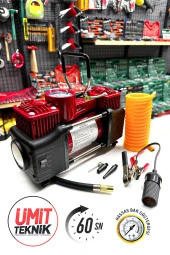 Combo  12V 150PSI Ağır Hizmet Çift Silindirli Çantalı Hava Kompresörü 1500KG  Cırcırlı Kriko Set - 3