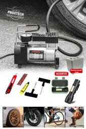 Premium Pratik 12 V Araba Oto Araç Lastik Şişirme Pompası 160 Psi Metal Gövde Kompresör Combo Set thumbnail 3