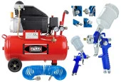 Attlas 50 Litre Hava Kompresörü ve Üstten Depolu Hava Boya Tabanca Seti Full Set - 1