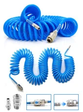 Profesyonel Yüksek Kalite Kompresör Spiral Hava Hortumu 8 Mm 15 Mt Hava Jakı Kompresör Recor Seti thumbnail 4