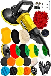 Premium 6 Kademeli Devirli  Sünger Setli Zımpara Pasta Cila  Büyük Polisaj Makinesi  Ful Takım thumbnail 1