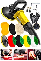 Premium 6 Kademeli Devirli  Sünger Setli Zımpara Pasta Cila  Büyük Polisaj Makinesi  Ful Set thumbnail 1
