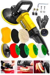 Premium 6 Kademeli Devirli  Sünger Setli Zımpara Pasta Cila  Büyük Polisaj Makinesi  Ful Set thumbnail 2