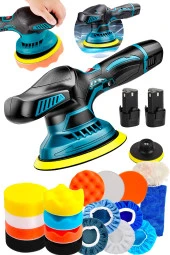 Orbital Kablosuz Akülü Lityum 2x Batarya 6 Devir Ayarlı  Detay Pasta Cila Polisaj Makinesi Ful Takım thumbnail 3