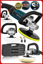PROXTECH Premium Profesyonel 6 Kademeli Devirli  Sünger Setli Zımpara Pasta Cila Polisaj Makinesi Ful Paket - 3