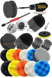 PROXTECH Combo Temizlik 18Parça Pasta Cila Polisaj Süngeri Matkapa Uyumlu Fırça Seti Parlatma Kit thumbnail 1