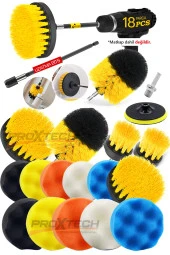PROXTECH Combo Profesyonel Temizlik 18Parça Pasta Cila Polisaj Süngeri Matkapa Uyumlu Fırça Seti Parlatma Kit thumbnail 1