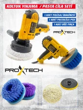 PROXTECH Araç, KoltukYıkama 6Kademe Devir Ayarlı Zımpara Parlatma Pasta Cila Polisaj Makinası + Fırça Hediye thumbnail 4