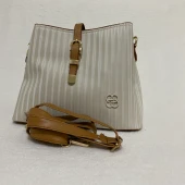 Fatozel Çanta Krem Çizgili İnce Kemerli FÇ-00002 thumbnail 2