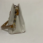 Fatozel Çanta Krem Çizgili İnce Kemerli FÇ-00002 thumbnail 4