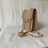 Fatozel Çanta Orta Boy Postacı Zincir Askılı Vizon Renk Çanta FÇ-00051 thumbnail 3