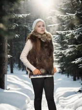 Kadın Kolsuz Fermuarlı Yelek - Kahve thumbnail 5