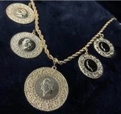 Altın Kaplama Beşi BİR Yerde Kolye (Halat Zincirli) DAYB0050 - 1