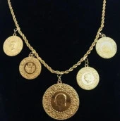 Altın Kaplama Beşi BİR Yerde Kolye (Halat Zincirli) DAYB0109 thumbnail 1