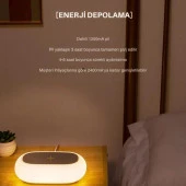 Coofbe 1200Mah Şarjlı Taşınabilir 2in1 Masaüstü 15W Kablosuz Şarj Cihazı ve Gece Lambası Kamp Işığı - 2