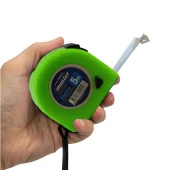 Şerit Metre 5 m x 25 mm Yeşil Renk Düğmeli Ölçüm Ölçme Plastik Kasalı Klipsli - 2