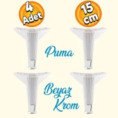 Elista Mobilya Ayağı Sehpa Tv Ünitesi Ayakları Yükseltici 15 Cm Beyaz Krom 4 Adet thumbnail 1