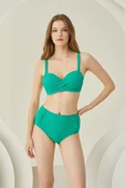 Yeşil Fırfırlı Yüksek Bel Tek Alt Bikini thumbnail 2