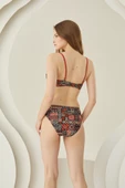 Renkli Lave Straplez Tek Üst Bikini - 4
