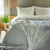 Apricitas Home Muslin Çift Kişilik Yatak Örtülü Nevresim Takımı June Gri - 1