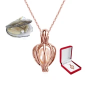 İstiridye İçi Gerçek İnci Kolye Kadife Kolye Kutulu - 2