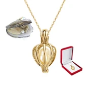 İstiridye İçi Gerçek İnci Kolye Kadife Kolye Kutulu - 1