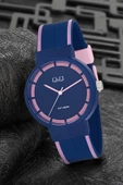 Q&Q Silikon Kadın Kol Saati PVS14  Lacivert Rose - 1