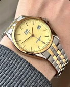 Q&Q Takvimli Vintage Erkek Metal Kordon Kol Saati  Gümüş Altın - 1