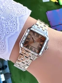 Ferrucci Vintage Kare Minimal Kadın Kol Saati  Gümüş Turuncu - 1