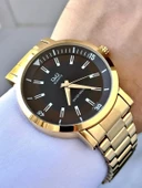 Q&Q Erkek Metal Kordon Kol Saatİ  Gold thumbnail 1