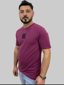 Erkek Chıll Sıfır Yaka Basic Mürdüm Tişört - 1