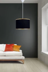 Minimal Viscose 30x30x21 Siyah Kumaş Avize - 2