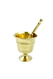 Döküm Pirinç Sarı Tokmak Havan Sarımsak Ezici 8cm Mini1 - 1