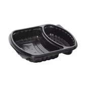 Şeffaf Kapaklı Sıcak Soğuk Isıya Dayanıklı Yemek Salata Kabı - 2 Bölmeli - 21x25 Cm. - 10 Adet thumbnail 3