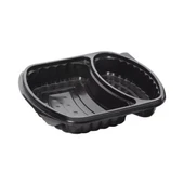 Şeffaf Kapaklı Sıcak Soğuk Isıya Dayanıklı Yemek Salata Kabı - 2 Bölmeli - 21x25 Cm. - 20 Adet thumbnail 3