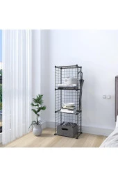 3 Bölmeli Tel Küp Çok Amaçlı Organizer Raf Siyah 33cm Mutfak, Oyuncak, Kiler, Depolama Rafı - 1