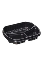 Şeffaf Kapaklı Sıcak Soğuk Isıya Dayanıklı Yemek Salata Kabı - 3 Bölmeli - 21x25 Cm. - 20 Adet thumbnail 3