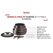 Tefal Ingenio XL Force Titanyum 2X Büyük Set 12 Parça - 2100129608 - 2
