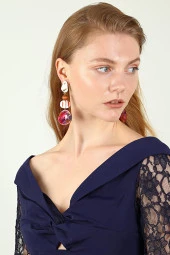 Duke Nickle Renkli Taş Küpe RSKP5005 - 1