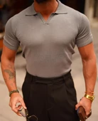 Erkek Patlı Kısa Kollu Polo Yaka Triko T-Shirt - 1
