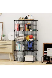 8 Bölmeli Tel Küp Çok Amaçlı Organizer Raf Beyaz 33cm Mutfak, Oyuncak, Kiler, Depolama Rafı - 2